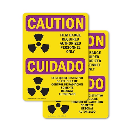 Signmission Radiation & Laser Sign, 5 in H x 3.5 in W, Vinyl Decal, Rectangle OS-2PACK-CR-D-35-L-10167